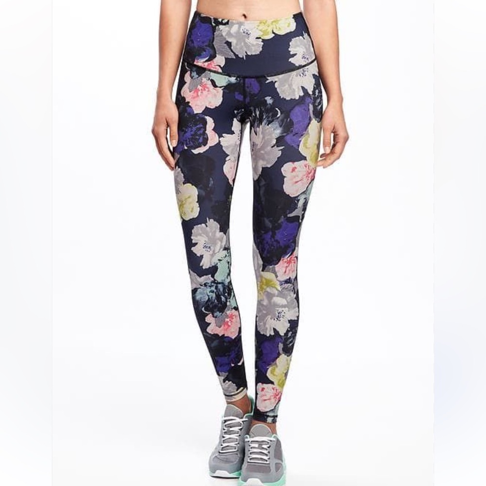Old Navy High Rise 28” Full Length Leggings Sz XS Vibrant Floral Print